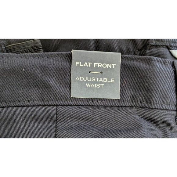Nautica Boys Size 12 Husky Navy Adjustable Waist Flat Front Straight Pants - Picture 8 of 12